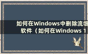 如何在Windows中删除流氓软件（如何在Windows 10中删除流氓文件）